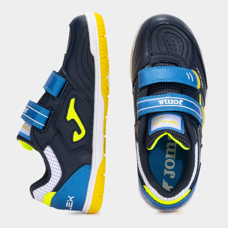 Joma - TOP FLEX JR[2025AW]([ホマ]トップフレックス ジュニア ベルクロモデル) フットサルシューズ/ジュニアシューズ/レディースサイズ/インドアシューズ/マジックテープ/子供用/女性用/人工皮革(Joma Japan正規品)-ネイビー-TPJW2503INV
