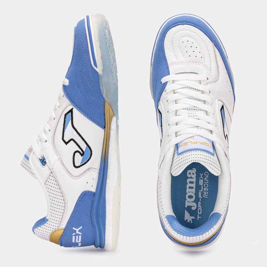 Joma TOP-FLEX フットサルシューズ ライトブルー JOMA TOP FLEX（ホワイト×ターコイズブルー） ＜ フットサルショップ